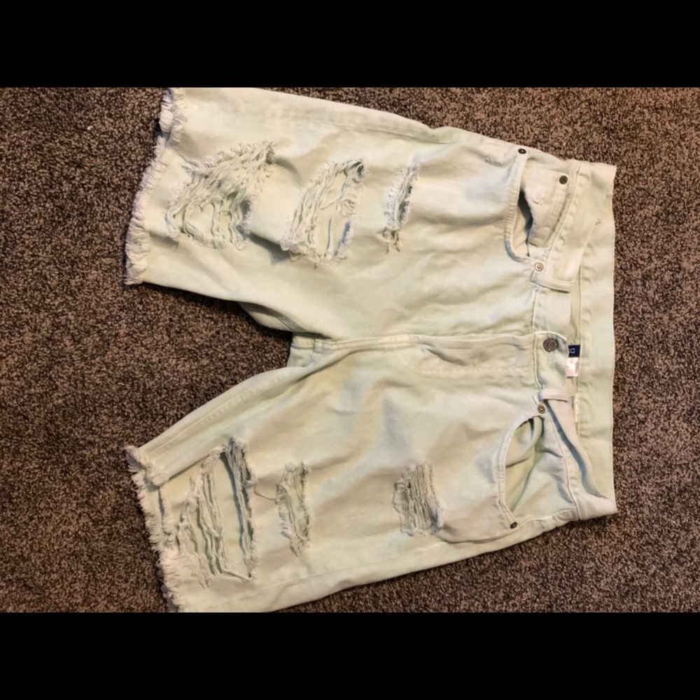 Light Green Distressed Shorts